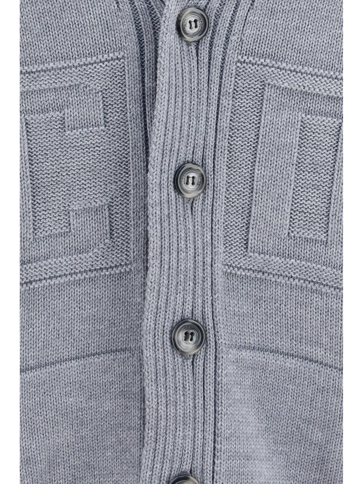 GCDS Buttoned logo Cardigan - Asphalt/Grey