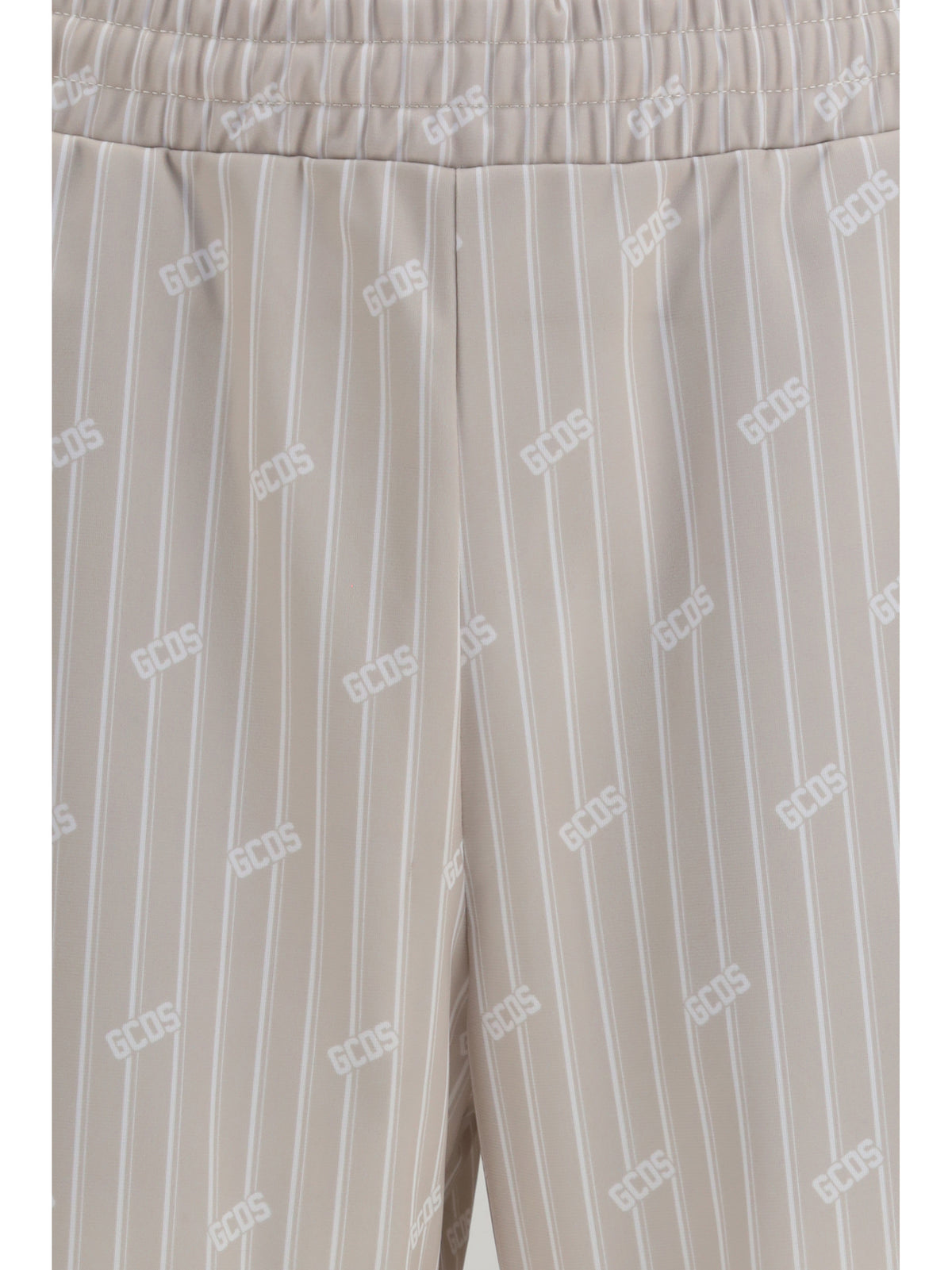 GCDS All-over logo pinstripe track Pants - Sandshell/Bone