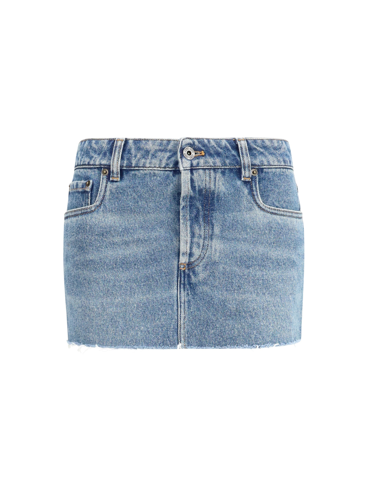 Miu Miu Frayed hem denim mini Skirt - Bleu