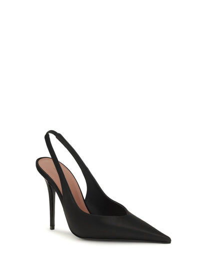 Amina Muaddi Anok satin Slingback Pumps - Black Satin