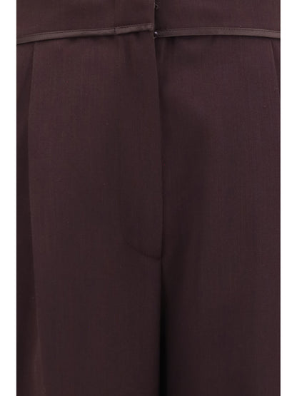 Forte_forte High waisted grain de poudre Pants - Burgundy