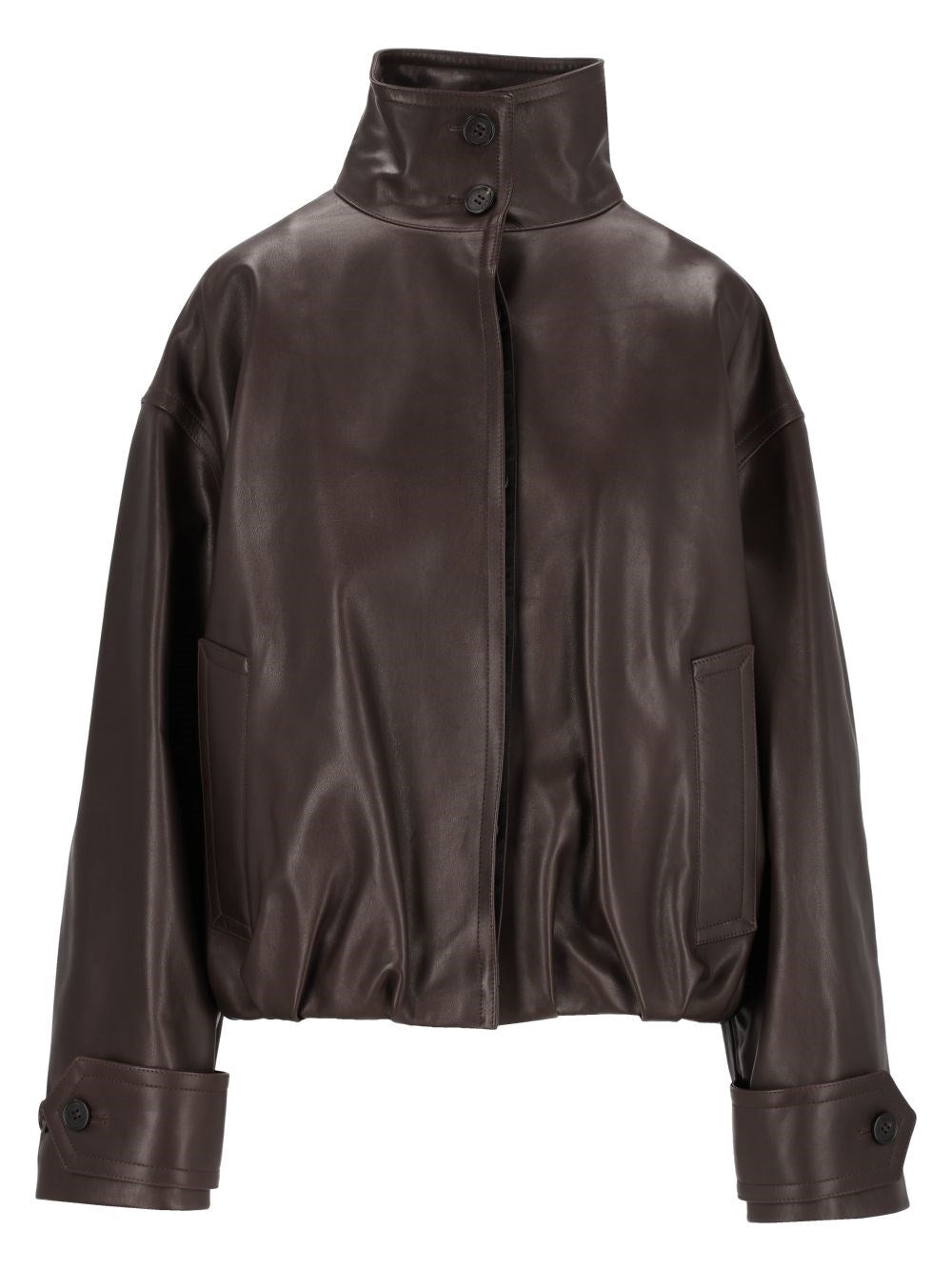 Durazzi Milano Oversized Leather Bomber Jacket - Brown