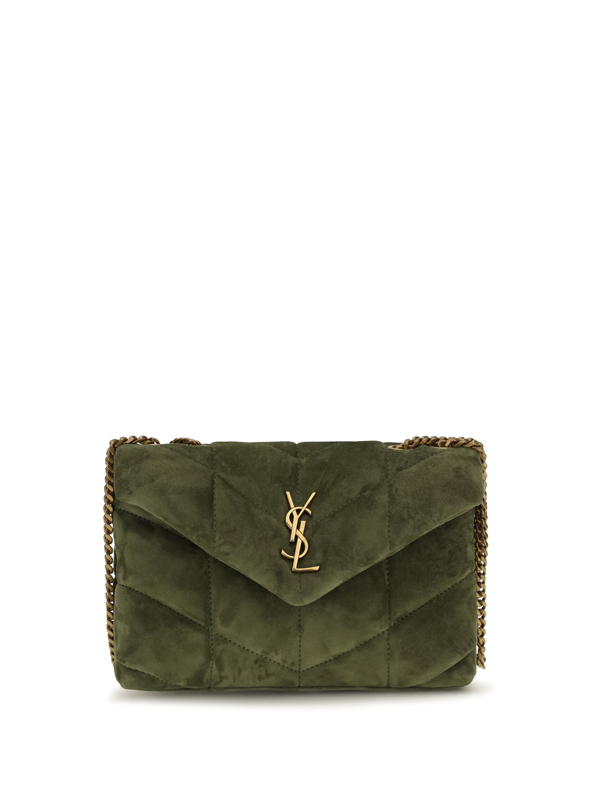 Saint Laurent LouLou Puffer Toy suede Shoulder Bag - New Juniper