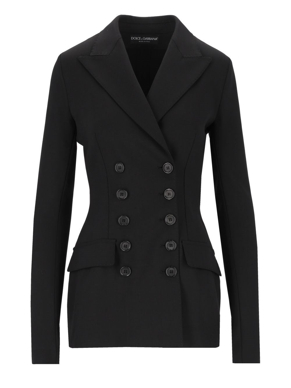 Dolce & Gabbana Double-Breasted Blazer In Stretch Wool - Black