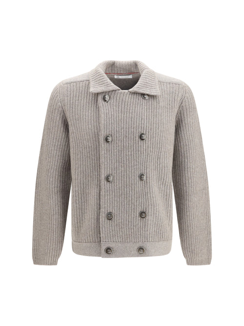 Brunello Cucinelli Marina Cardigan in English Rib Cashmere - Roccia