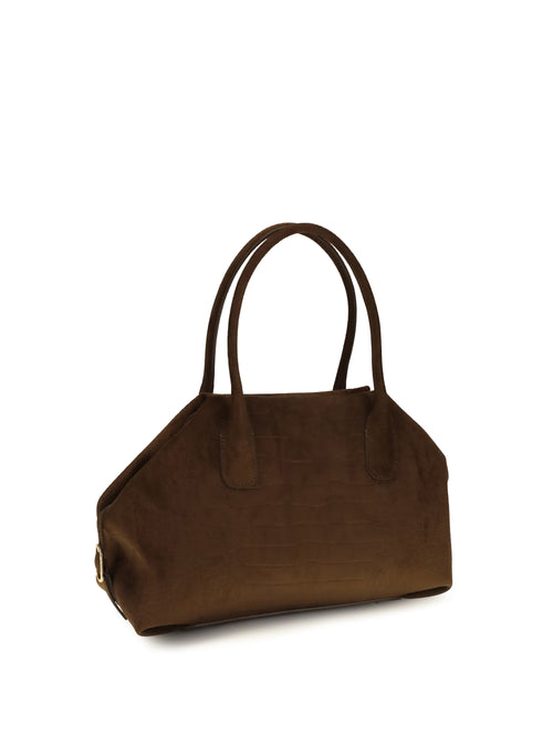 Themoirè Medium Talia Trank crocodile-effect suede Shopping Bag - Rocky Road