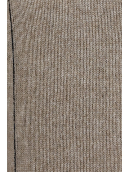 Giorgio Armani Alpaca-knit Hooded Sweatshirt with contrasting trims - Beige/Blue
