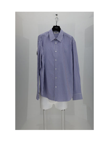 Celine LOOSE SHIRT - Craie/Bleu
