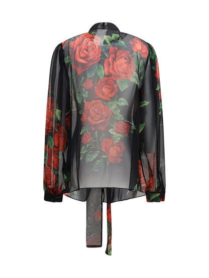 Dolce & Gabbana Rose print chiffon Blouse - Rose Rosse F.Nero