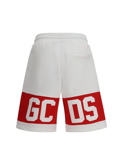 GCDS Band Logo Sweat Shorts - Optic White/Red