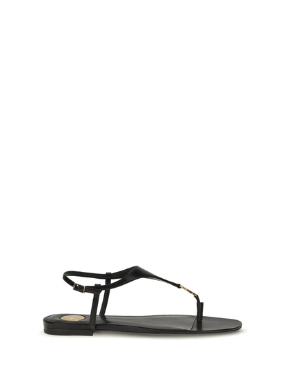 Saint Laurent Cassandre leather Sandals - Black