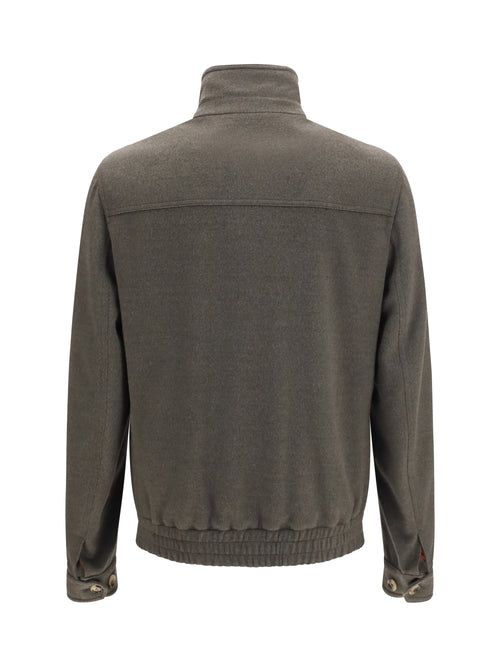 Brunello Cucinelli Wool zip Jacket with high collar - Mud