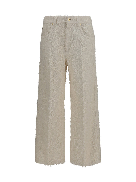 BRUNELLO CUCINELLI Square-leg dyed furry Pants with monili