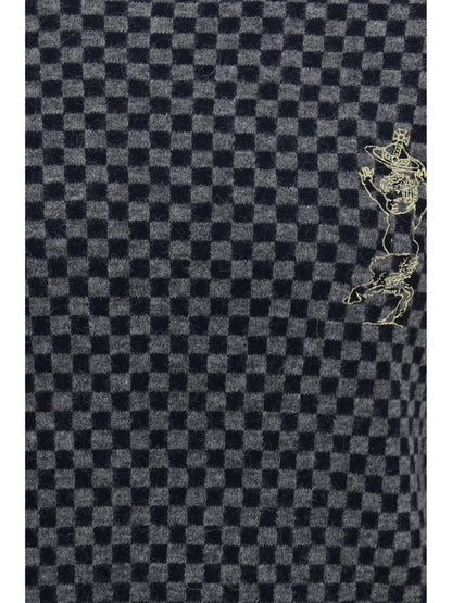 Vivienne Westwood Checkmate alpaca and cotton-blend Sweater - Grey Melange/Navy
