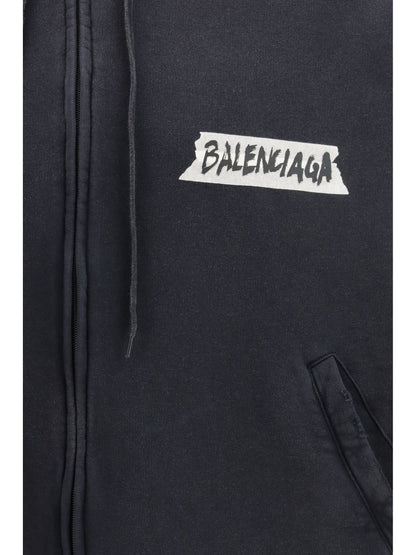 BALENCIAGA Masking Tape oversized zip-up Hoodie