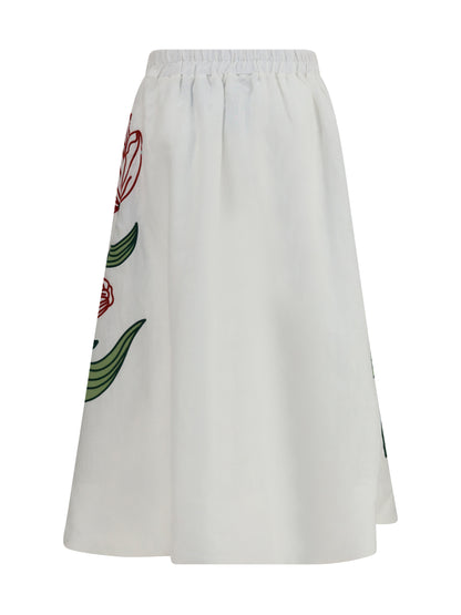 Farm Rio Floral embroidered Skirt - Off White