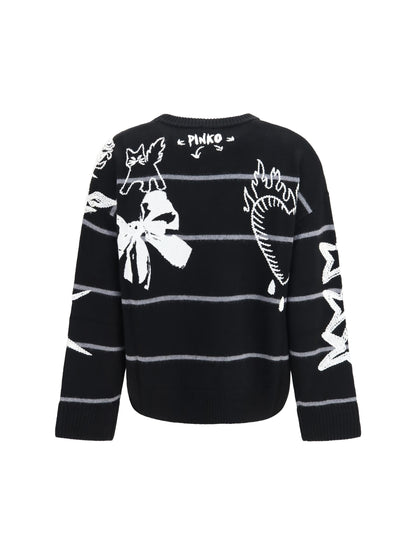 Pinko Andros wool Sweater - Black/Grey/White