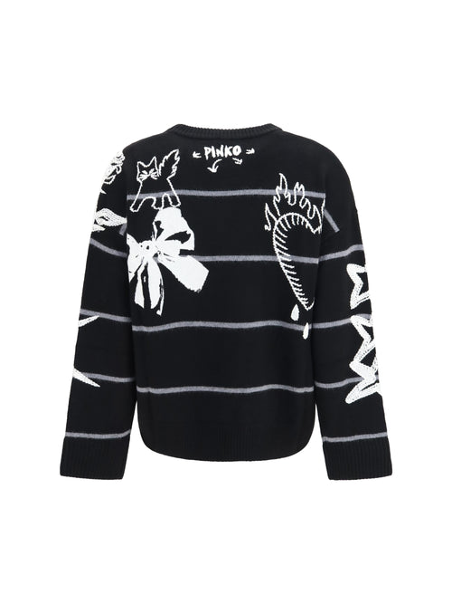 Pinko Andros wool Sweater - Black/Grey/White