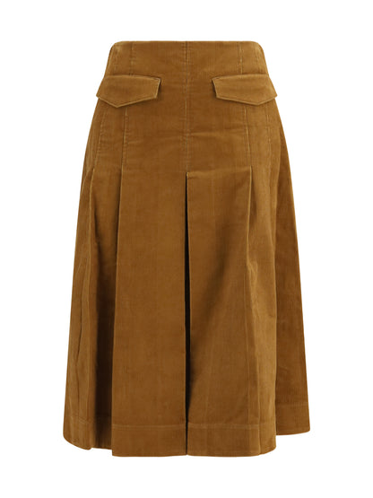 Tory Burch Corduroy pleated Skirt - Terracotta