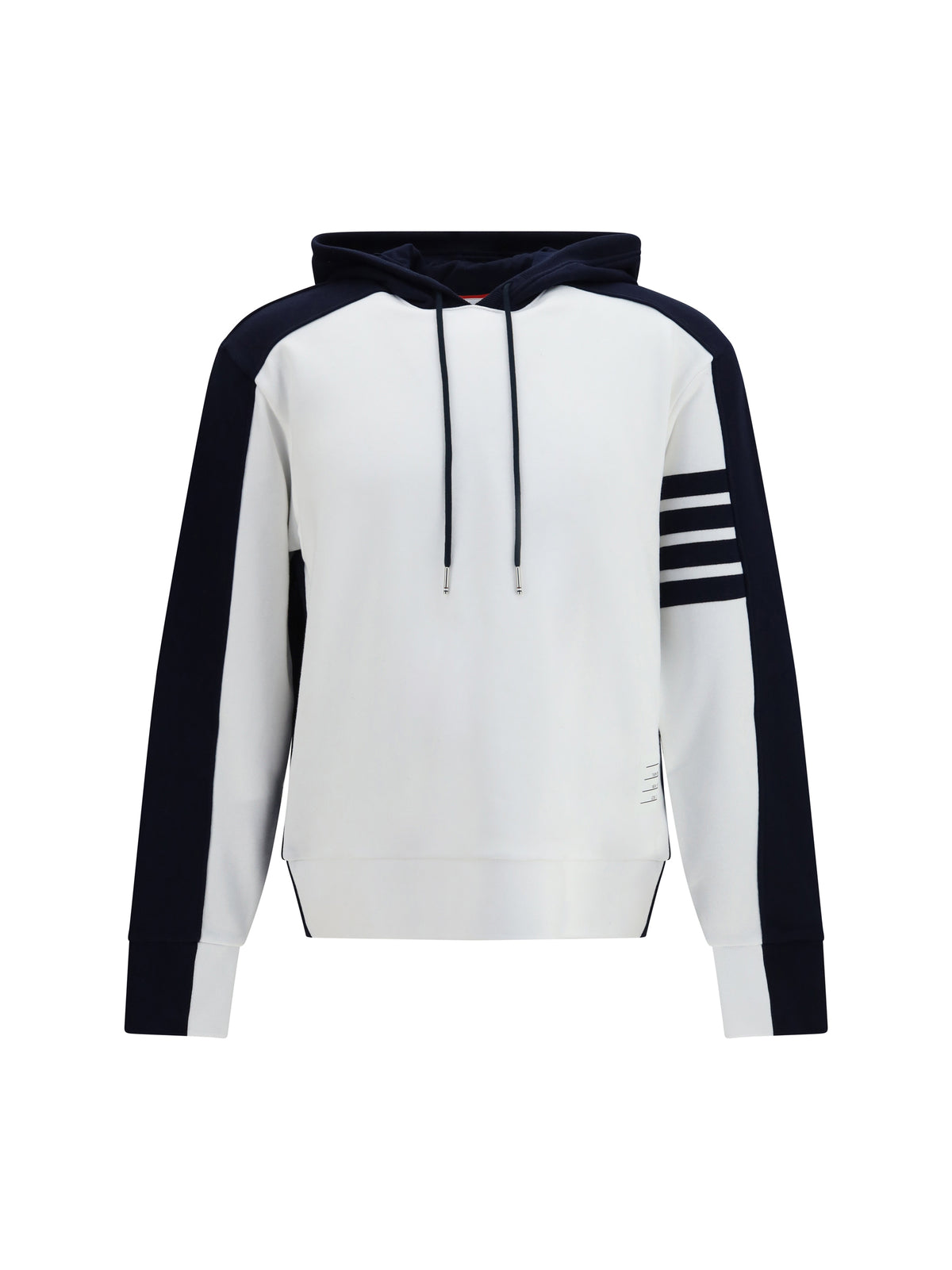 Thom Browne Loopback Colorblock Hooded Sweatshirt - White / Navy