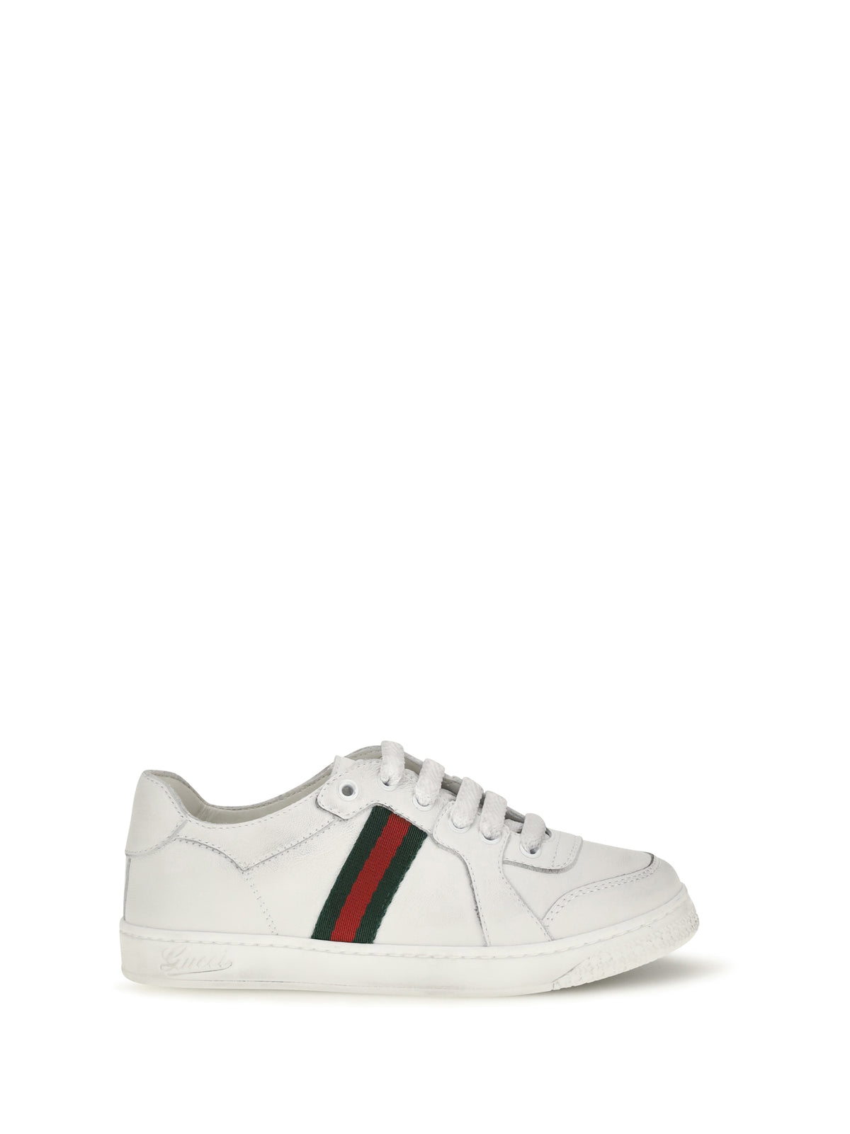 Gucci Leather Sneakers with Web detail for Boy - Great White/V.R.V