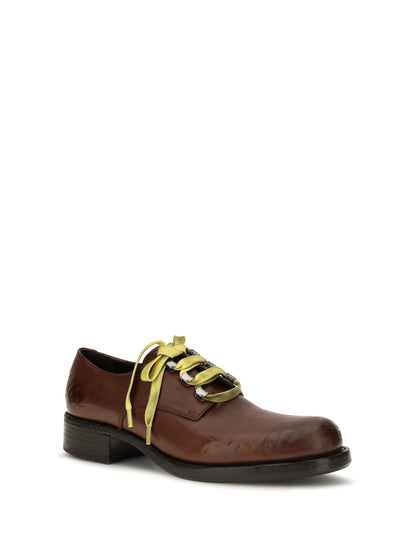 Prada Antique leather lace-up Loafers - Cacao