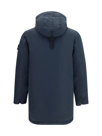 Stone Island Long Down Jacket - Navy Blue