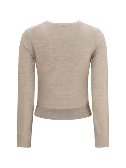 Tory Burch T Logo Wool Sweater - Light Beige Melange