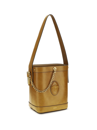Versace Small leather Pivot Bucket Bag - Natural/Gold '82