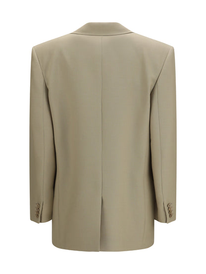 Saint Laurent Single-breasted Jacket in wool and silk - Mustard