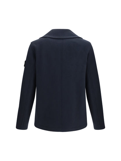 Stone Island Double-breasted wool and cashmere Jacket - Navy Blue