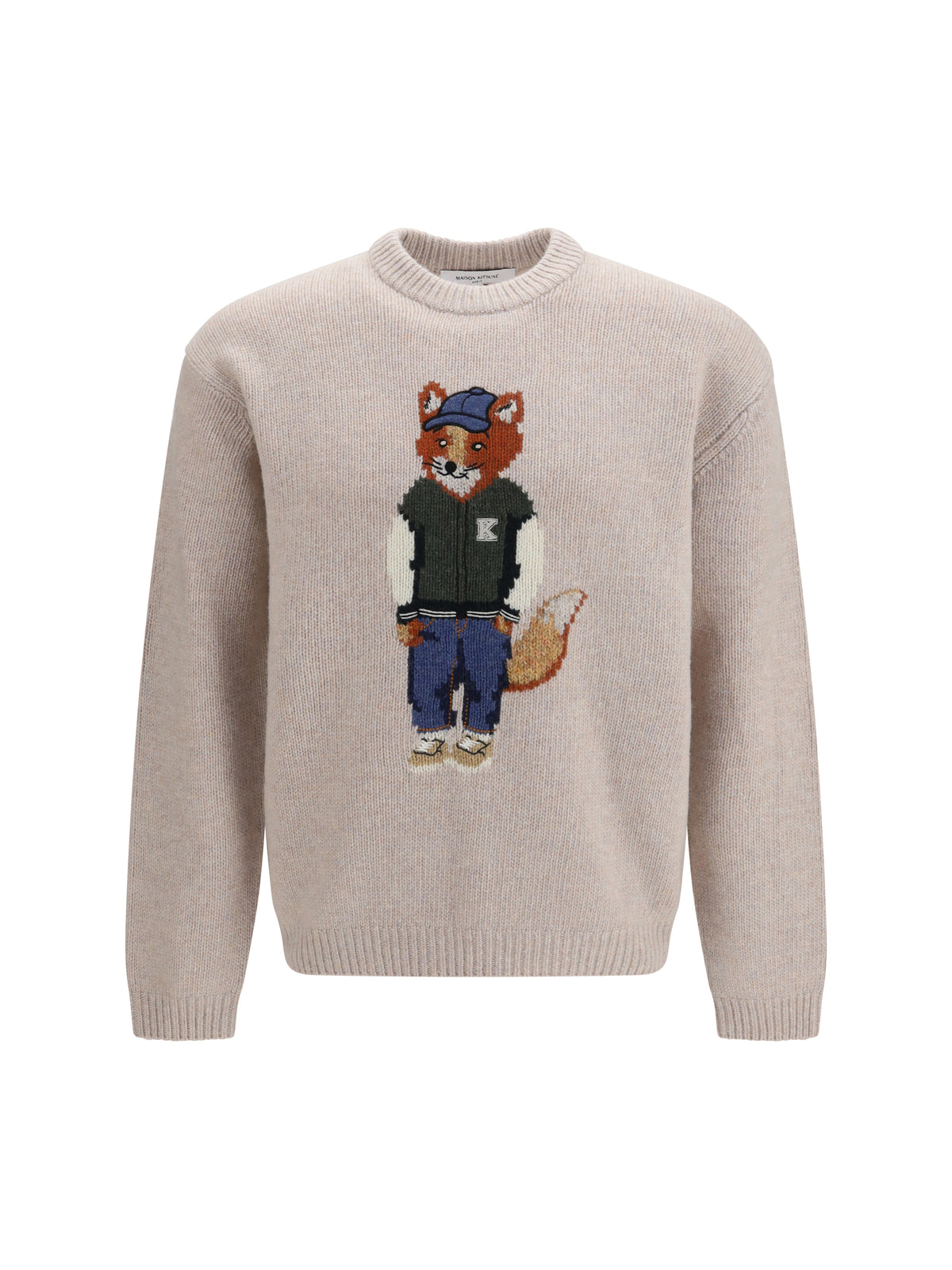 Maison Kitsuné Dressed Fox wool-blend Sweater - Moon Beige