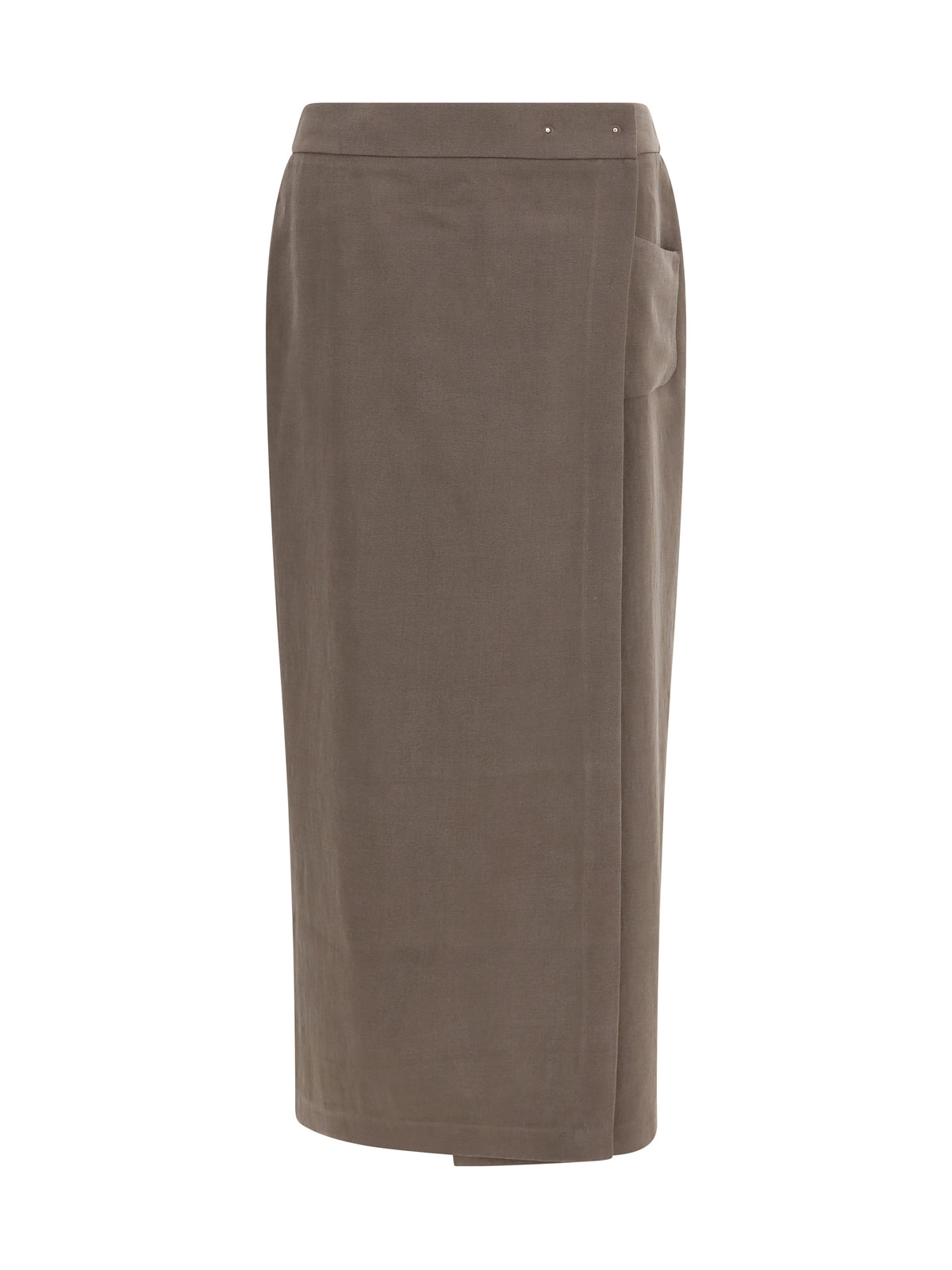 Giorgio Armani Silk and wool wrap Long Skirt with patch pocket - Mud