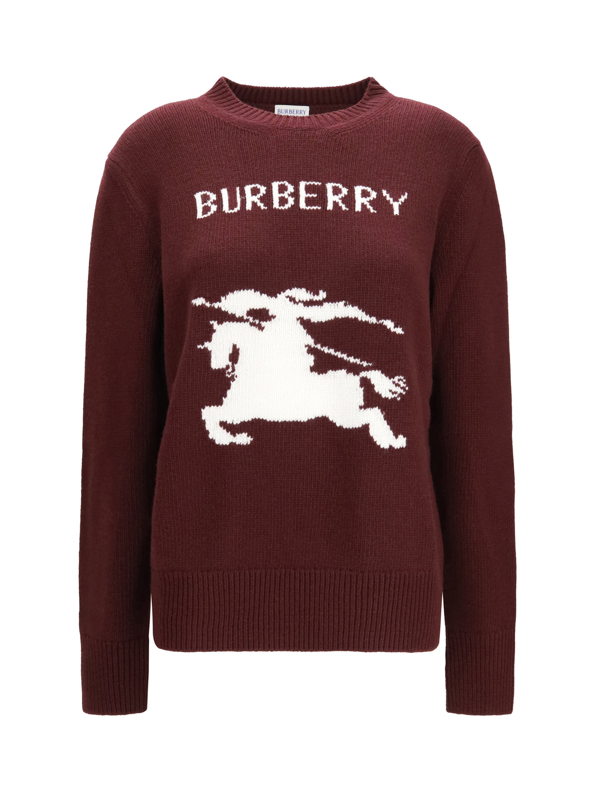 Burberry Cashmere and wool Sweater with Knight motif - Plum Purple/ White