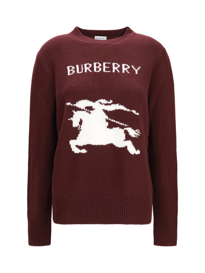 Burberry Cashmere and wool Sweater with Knight motif - Plum Purple/ White