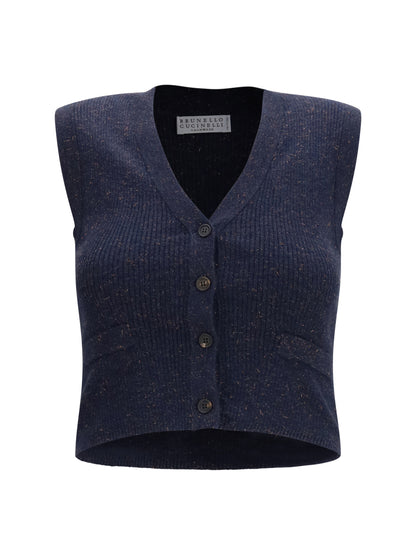 Brunello Cucinelli Sleeveless Cardigan - Blue Freddo