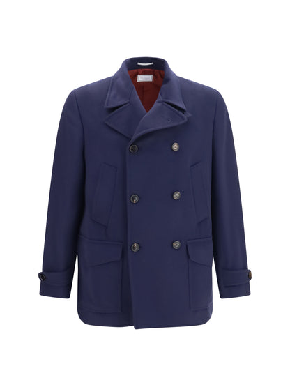 Brunello Cucinelli Double-breasted wool Coat - Blue Colorato+Rubino