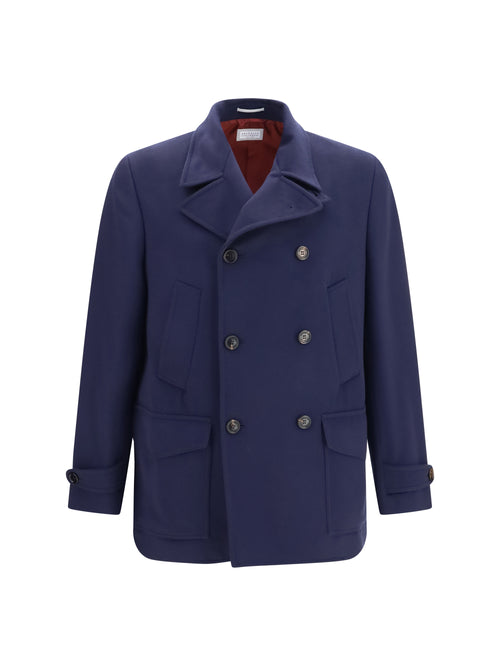Brunello Cucinelli Double-breasted wool Coat - Blue Colorato+Rubino
