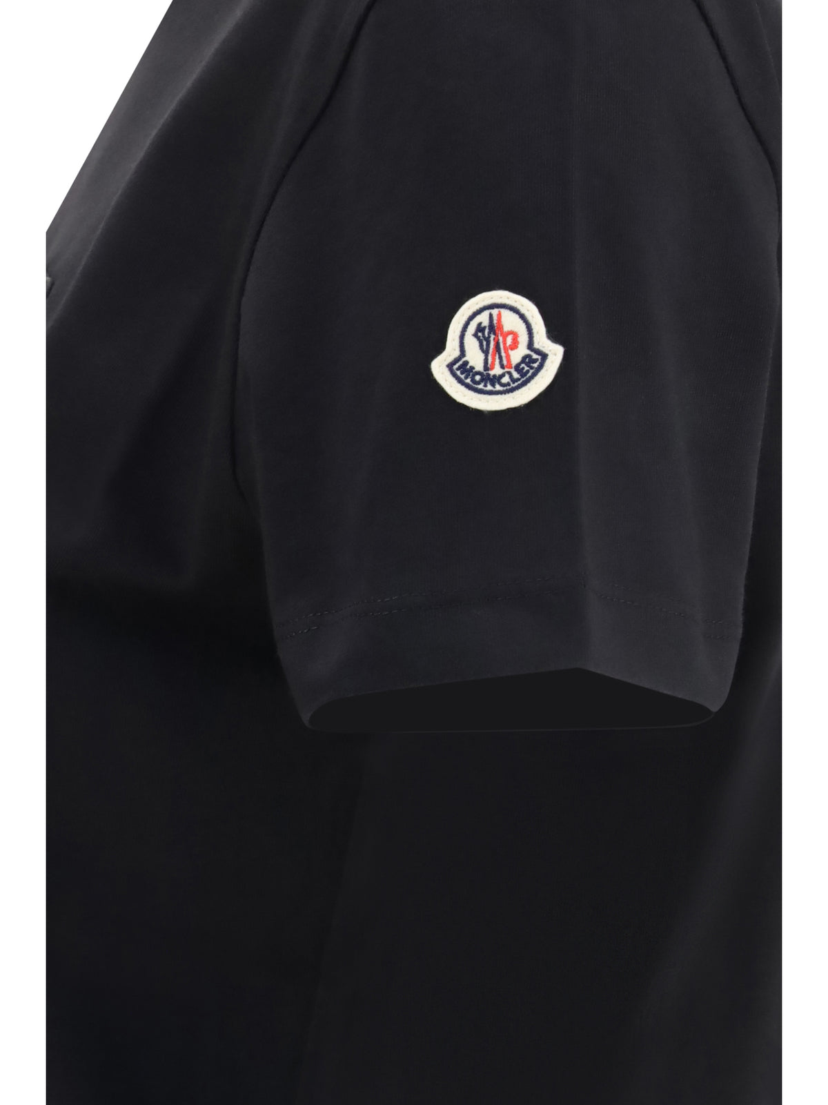 Moncler Cotton T-shirt with a tone on tone embroidered logo - Black
