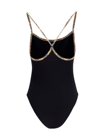Burberry Check trim Swimsuit - Black
