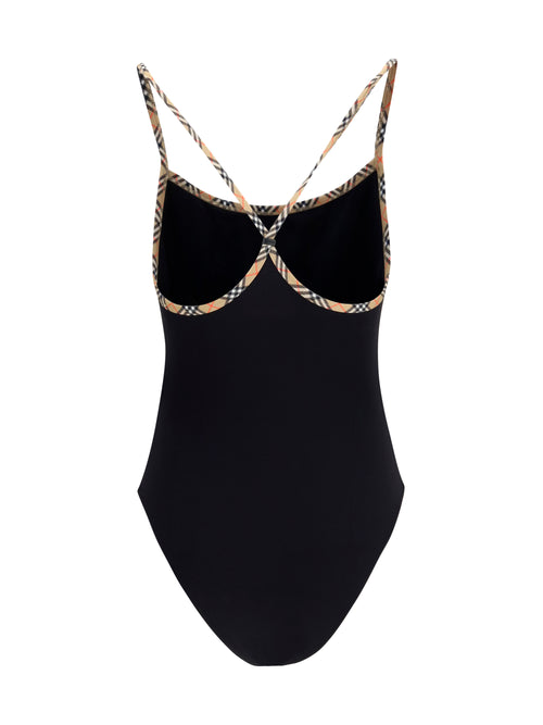 Burberry Check trim Swimsuit - Black