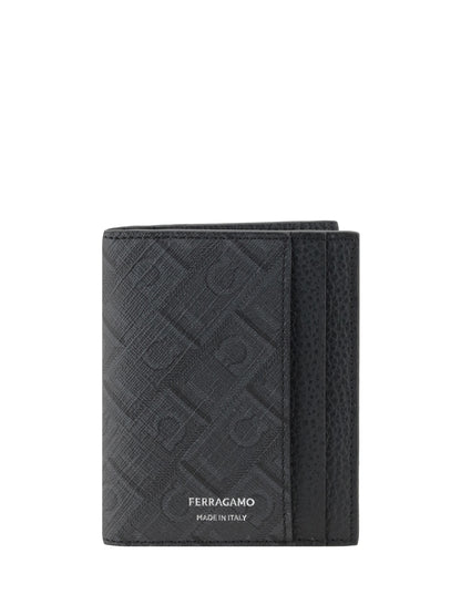 Ferragamo Leather Cardholder - Grey Patterned Medium