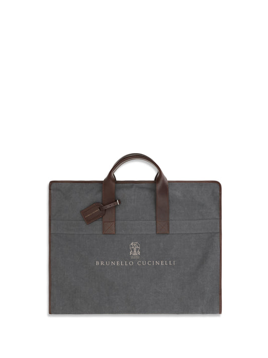 BRUNELLO CUCINELLI Garment Bag in techno fabric and leather