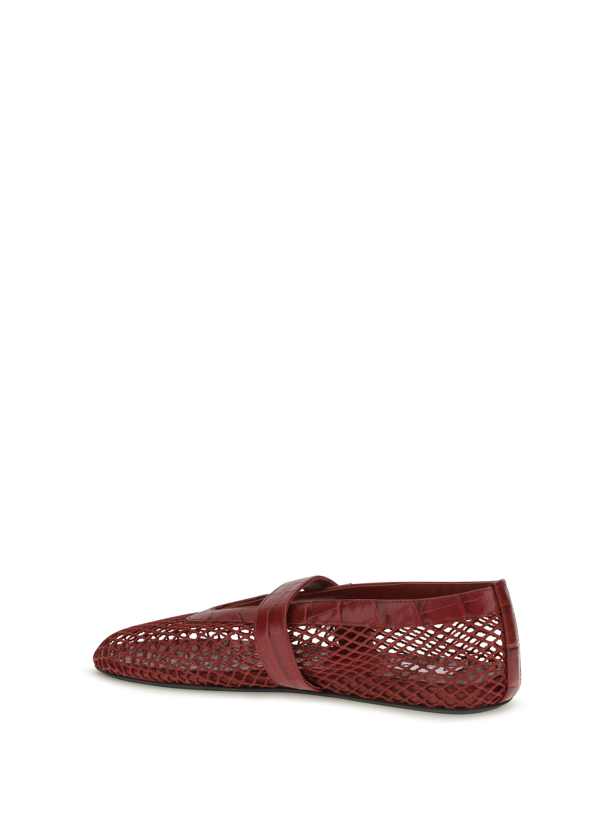 Alaïa Mesh and crocodile-print leather Ballerinas - Cerise