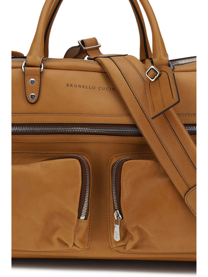 BRUNELLO CUCINELLI Leather Trolley Travel Bag
