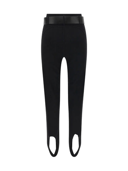 Self-Portrait Stretch jersey Leggings with belt - Black