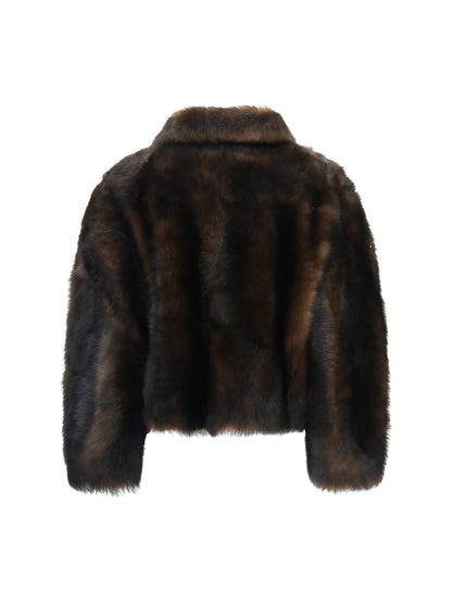Brunello Cucinelli Soft shearling Jacket with shiny zipper pull - Brown Focato