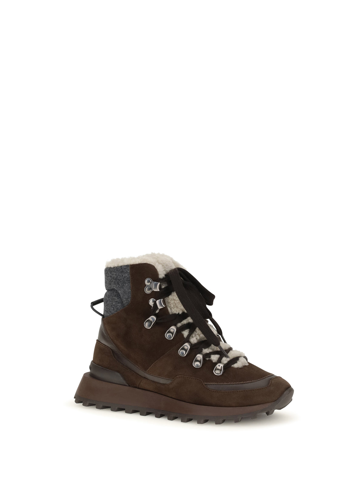 Brunello Cucinelli Suede lace-up Ankle Boots - Espresso