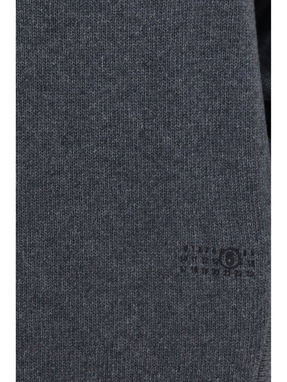 MM6 Maison Margiela Wool-blend mini Dress with wide sleeves - Dark Grey Melange