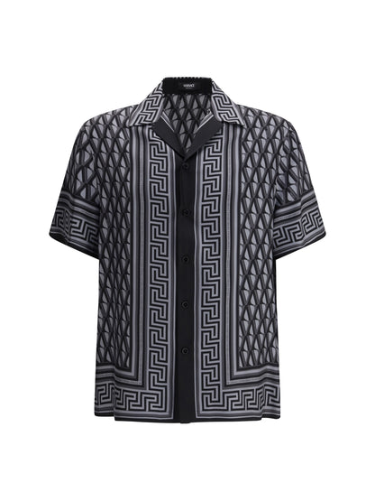 VERSACE Silk Shirt with V Greca print
